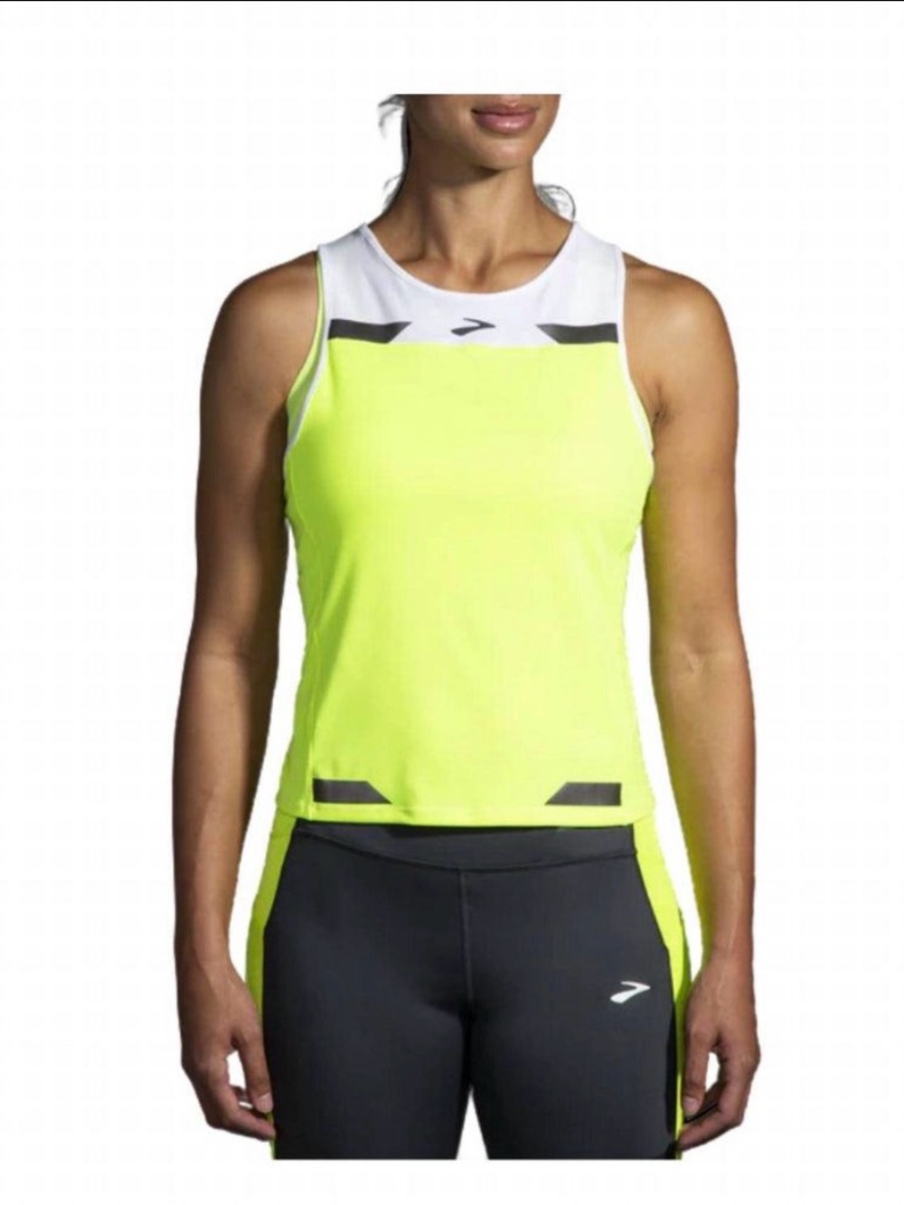 Brooks Running Tank Top Neon Yellow White Reflective Women’s L